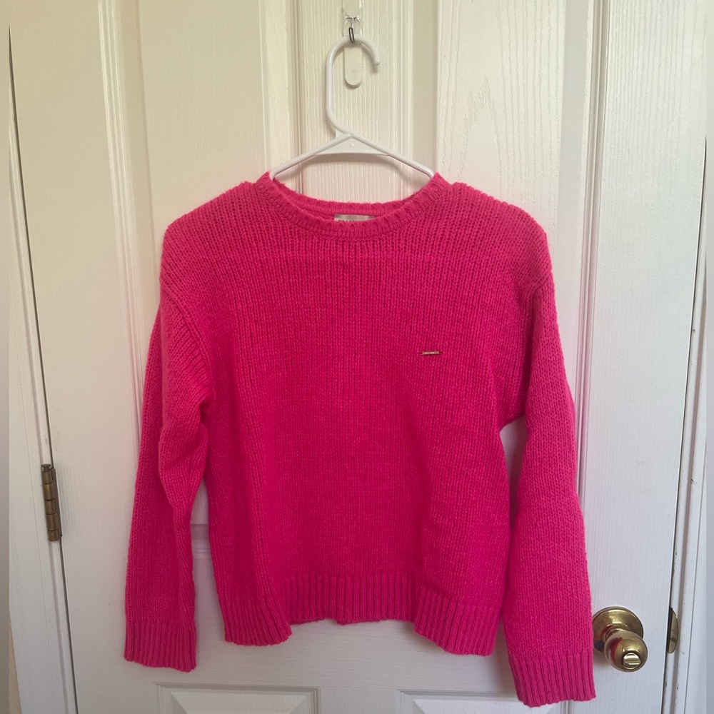 Pink Barbiecore Merino Designer Wool Sweater Never Worn